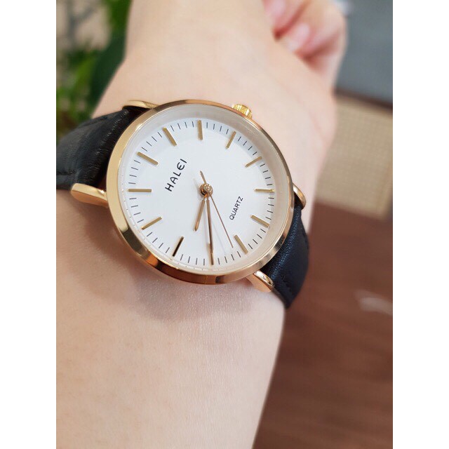 Đồng hồ nam, nữ dây da Halei Platium thời thượng phong cách sang trọng | BigBuy360 - bigbuy360.vn