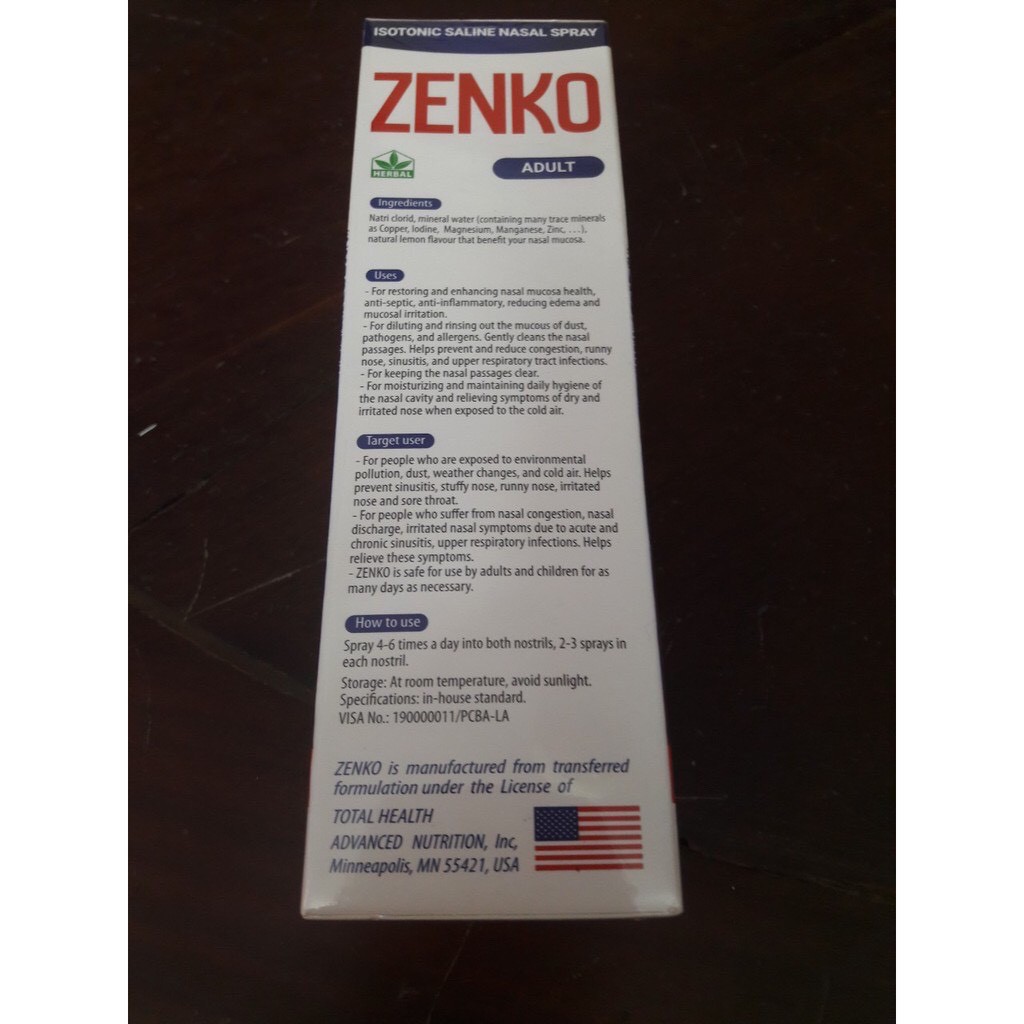 Dung dịch vệ sinh mũi Zenko Người Lớn 75ml - Xịt sạch thông mũi, giúp sát khuẩn, phục hồi niêm mạc mũi, yespharmacy