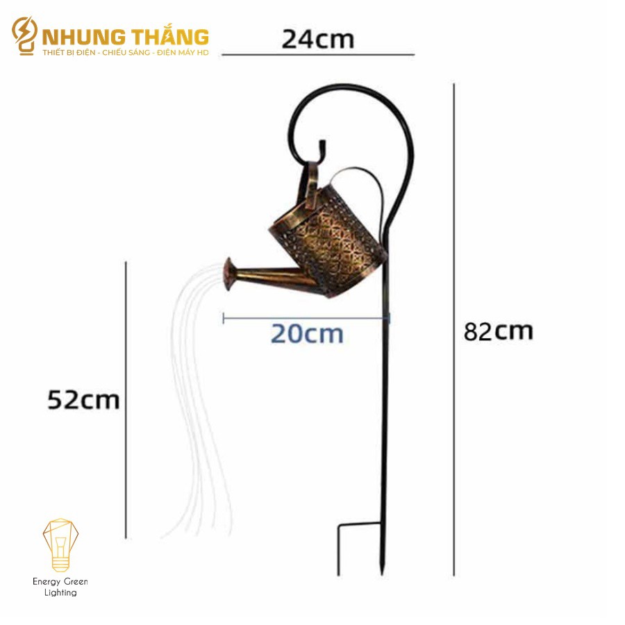 Bình Nước Tưới Cây Nghệ Thuật MT-157 Gắn Dây Đèn LED - Sử Dụng Năng Lượng Mặt Trời - Chống Nước IP65 - Bảo Hành 12 Tháng