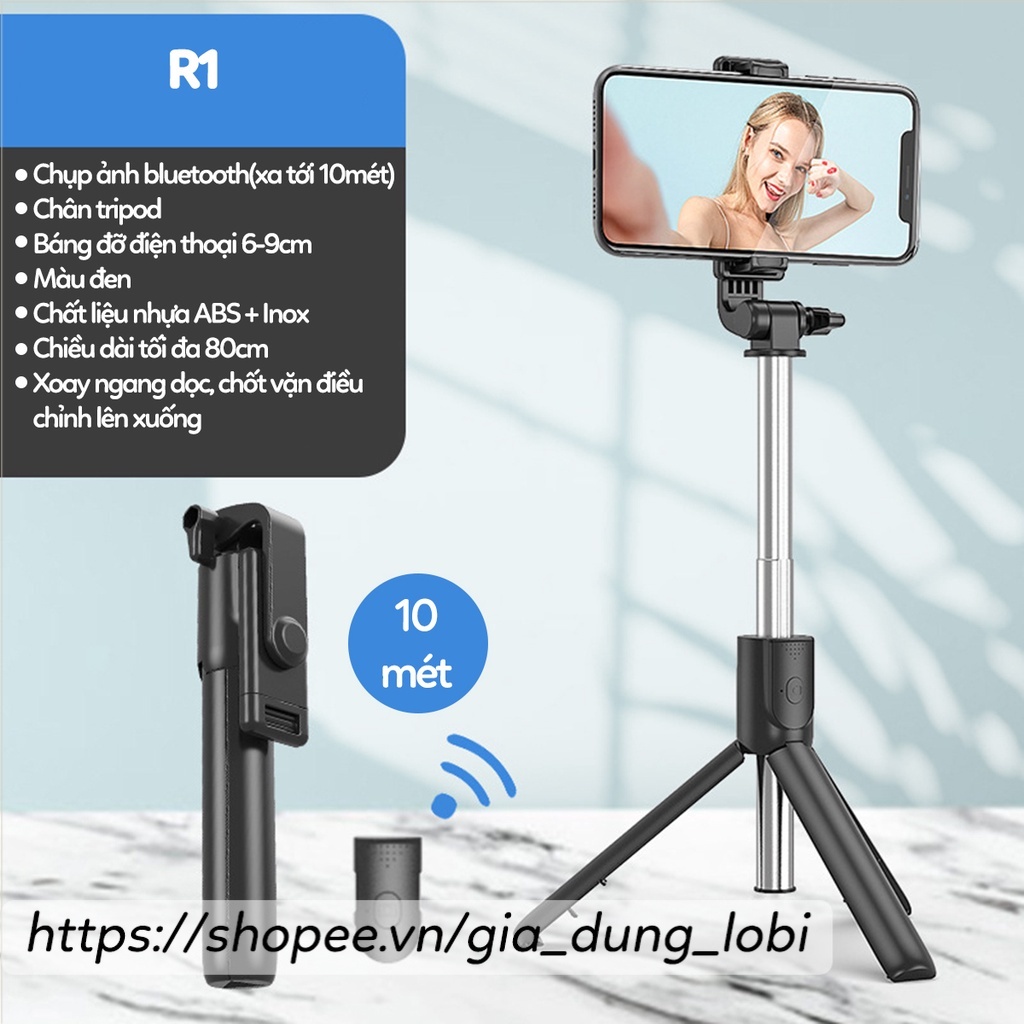 Gậy chụp ảnh 3 chân có đèn led Q02S gậy tự sướng selfie chụp hình bluetooth điều khiển từ xa xoay nhiều góc độ