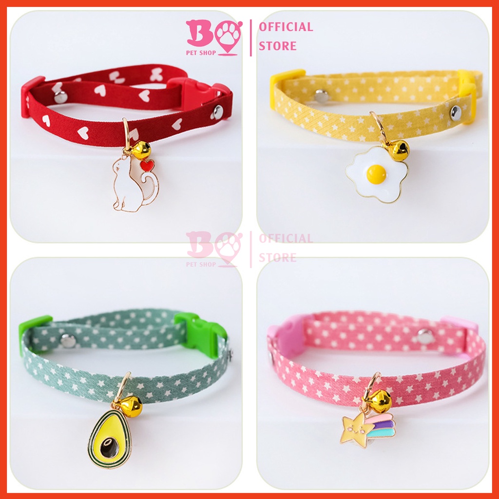 Vòng Cổ Cho Mèo Chó Thú Cưng Có Chuông Lục Lạc Hình Cute Cao Cấp Giá Rẻ