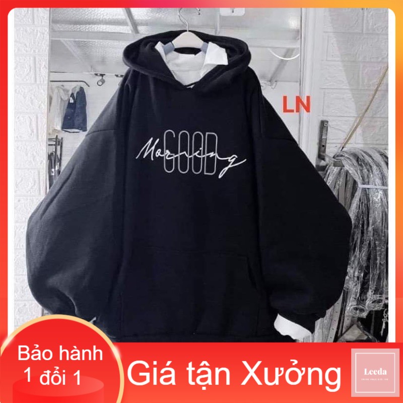 Áo hoodie good morning LN11 , áo thun nam nữ, áo thun dài tay, sét bộ mặc ở nhà - LEEDA MODY