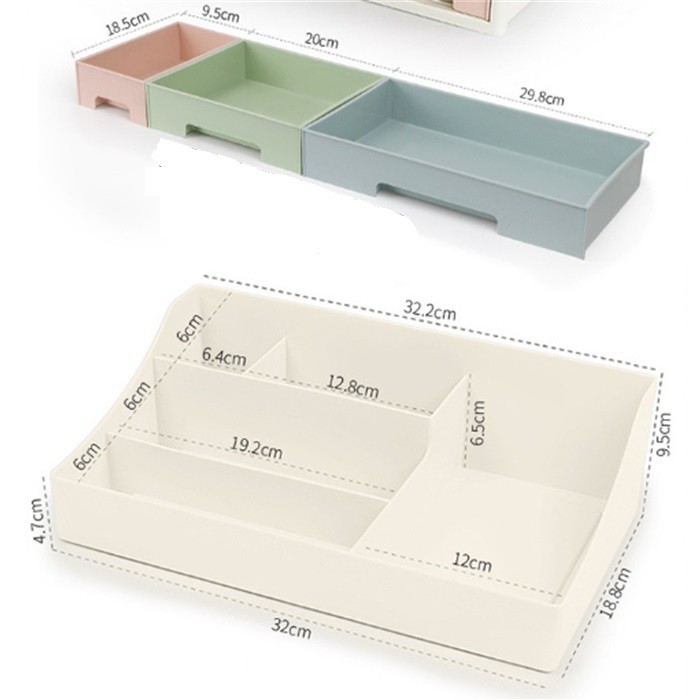 Kệ Nhựa Đựng Mỹ Phẩm Để Bàn Tiện Dụng 3 màu ngăn kéo