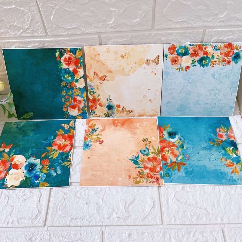 Giấy nền hoạ tiết size 15cmx15cm chủ đề Vintage định lượng 250gsm