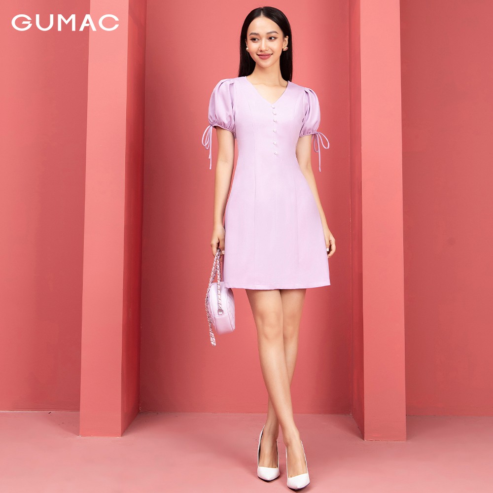 Đầm nữ tay nơ nút ngọc GUMAC DA9243 | BigBuy360 - bigbuy360.vn