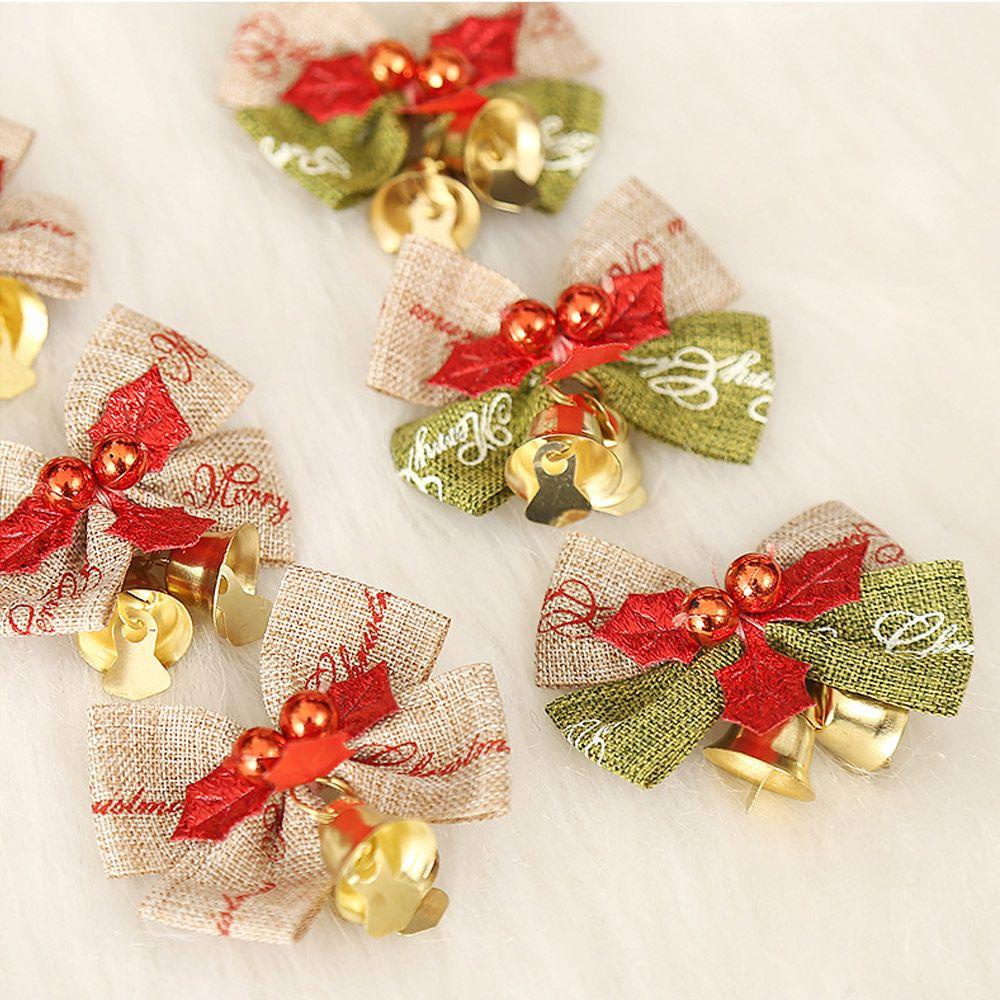 MUVAKO Bộ 5 Nơ Trang Trí Cây Thông Noel Bằng Vải Lanh DIY