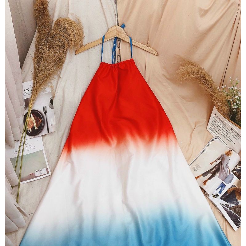 Đầm maxi loang màu cổ yếm - 203 | BigBuy360 - bigbuy360.vn