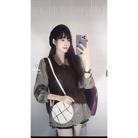 Set áo gile Len - Sơ mi Vin Nhật