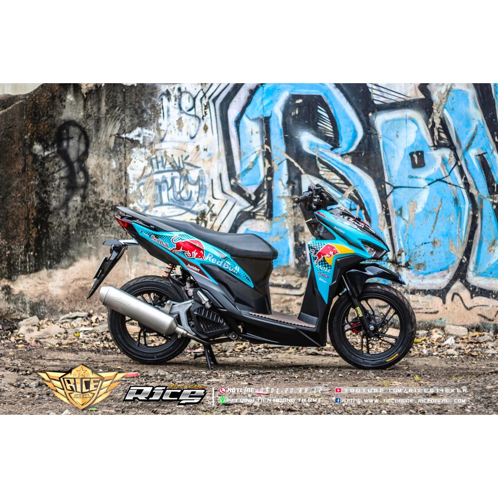 Tem Rời Dán Xe Vario 150 Mẫu Red Bull Xanh Đen Đỏ Cực Chất, Hàng 3 Lớp Chất Lượng Cao .Team Decal