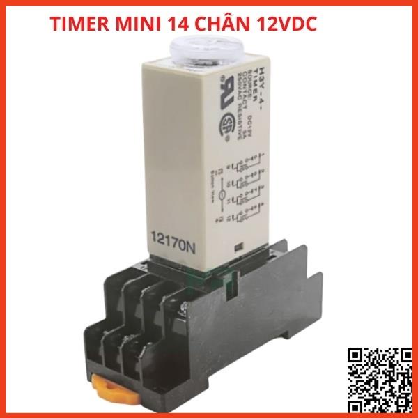 Timer mini hẹn giờ H3Y-4 điện áp 12VDC, relay đếm thời gian, công tắc tự động 14 chân tặng kèm chân đế PYF14