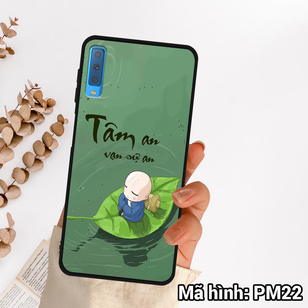 Ốp điện thoại Samsung A7 2018/A9 2018 chất liệu KÍNH tráng gương in hình tâm an vạn sự an,ốp lưng bền đẹp