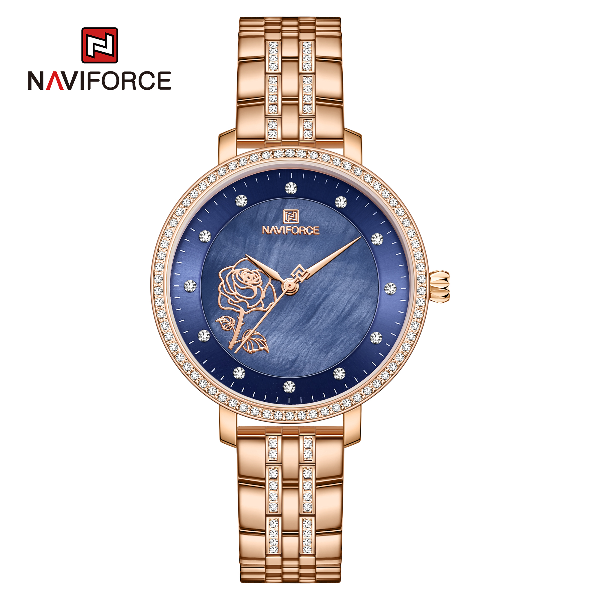 Đồng Hồ NAVIFORCE Thiết Kế Máy Quartz Sang Trọng Tinh Tế Cùng Dây Đeo Khảm Kim Cương Có Kháng Nước Cho Nữ