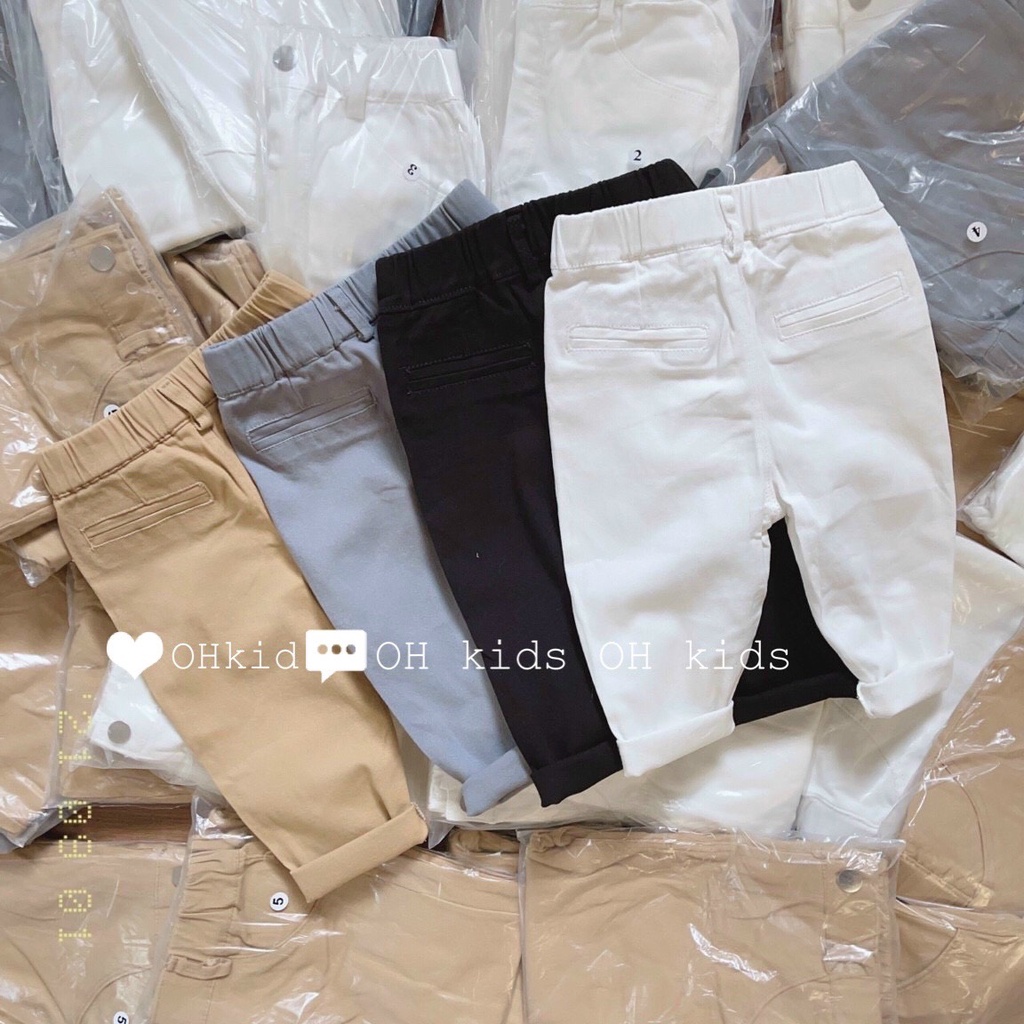 Quần kaki trơn cho bé từ 9-23kg phong cách lịch lãm QTE02