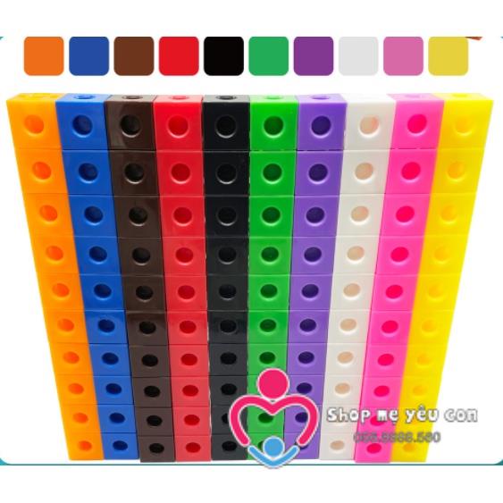 Bộ học toán và xếp hình sáng tạo NUMBER BLOCK Math Linking Cubes 100 khối cho bé