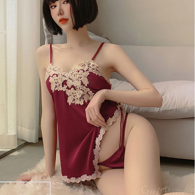 Đầm ngủ lụa xẻ tà gợi cảm L313
