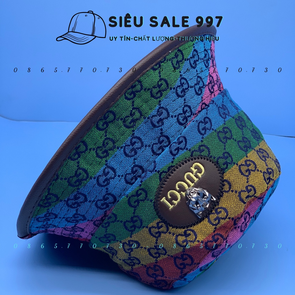 MŨ BUCKET GC NGŨ SẮC ĐÍNH LOGO KIM LOẠI ĐẦU HỔ CAO CẤP THỜI TRANG PHONG CÁCH