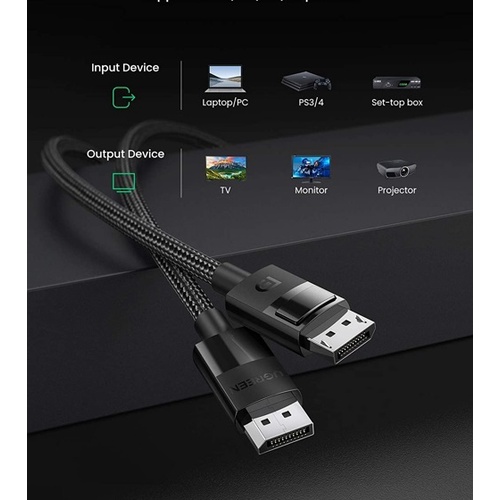 Dây, Cáp tín hiệu Displayport to Display port 1.4 dài 1,5m hỗ trợ 8K@60Hz chính hãng Ugreen 80391