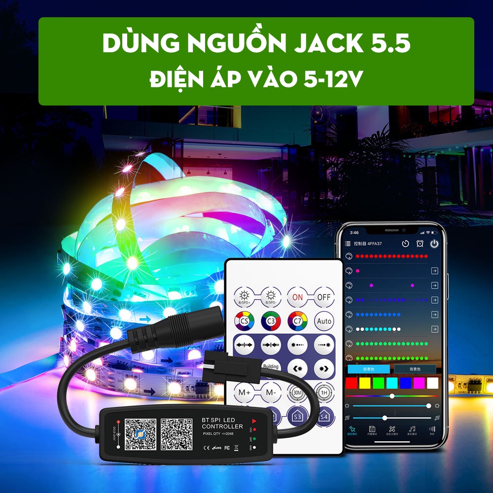 Bộ điều khiển đèn Led dây đuổi WS2811 WS2812B 1903 SK6812RGBW SM16703 thiết lập pixel