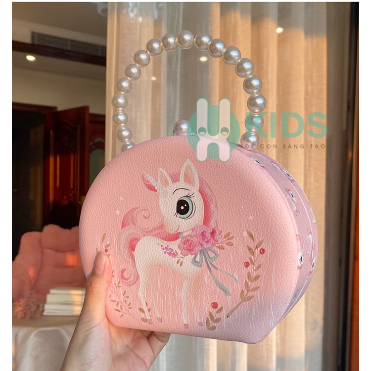 Túi xách ngựa Pony dễ thương, đựng phụ kiện trang sức vòng tay, kẹp tóc, vòng tay dây chuyền cho bé gái