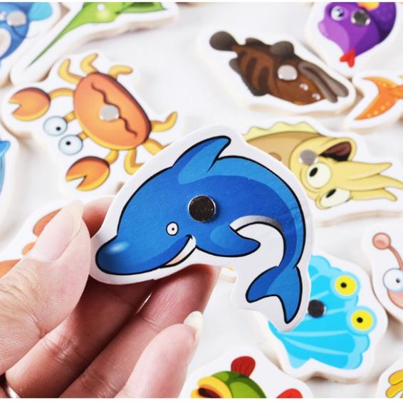Hộp đồ chơi Fisshing game song ngữ 34 chi tiết, bằng gỗ an toàn cho bé
