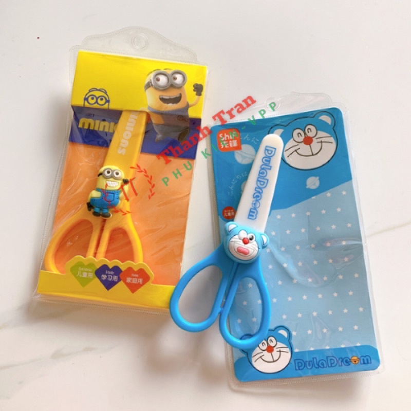 Kéo cắt giấy thủ công có nắp đậy hình thú dễ thương an toàn cho học sinh