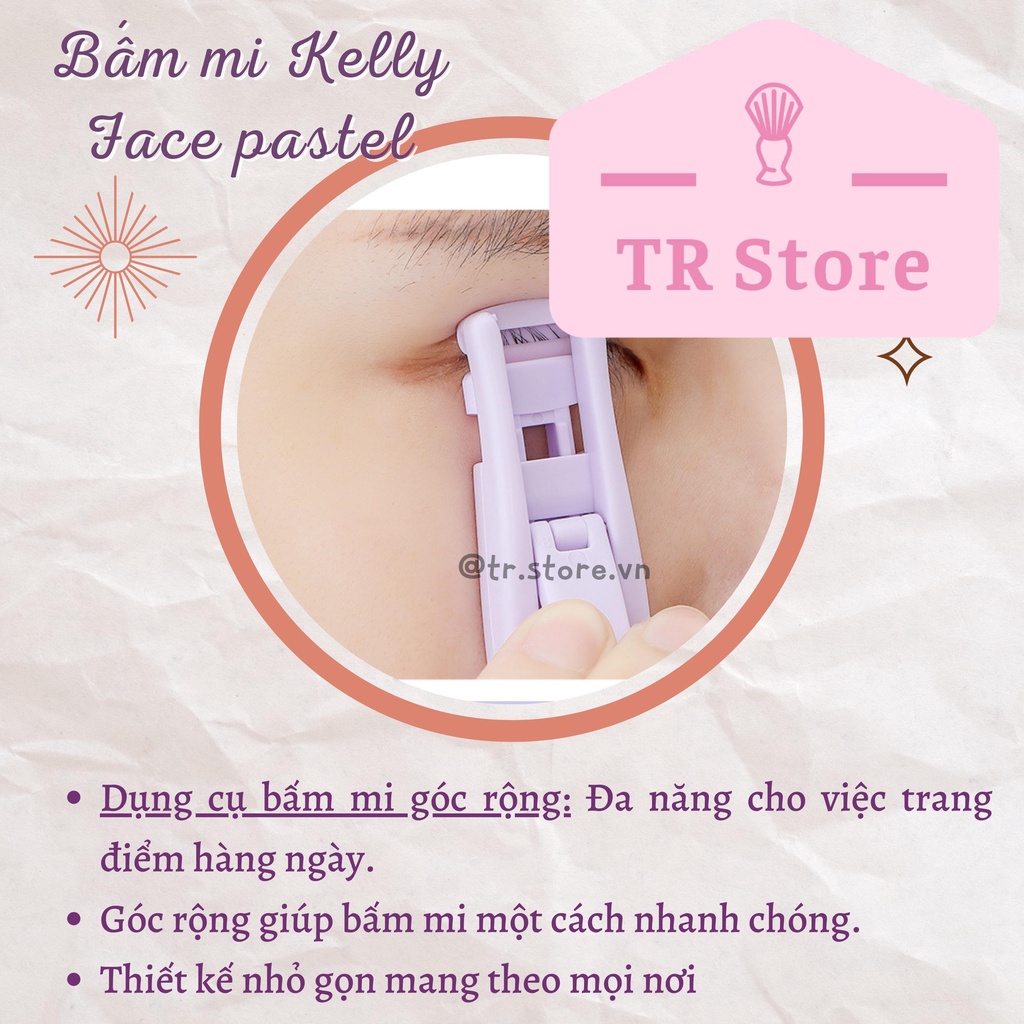 Bộ đôi bấm mi mini Kelly Face pastel họa tiết chân mèo dạng nhựa