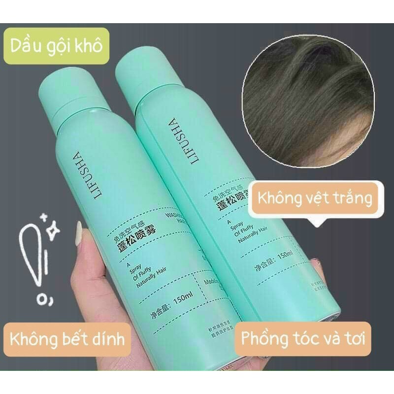Dầu Gội Khô Xịt Lifusha Chống Bết Cấp Tốc Giúp Tóc Phồng Suôn Mượt Nội Địa Trung Dry Hair Spray 150ml