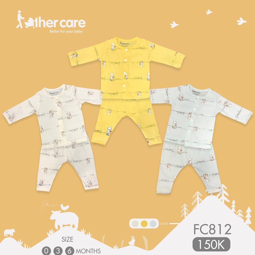 Bộ Quần Áo sơ sinh DT FatherCare Cài Giữa - Chuột Little One (Không Bo) FC812