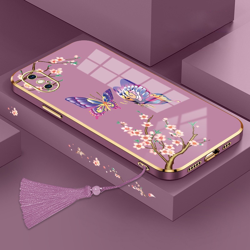 ốp lưng iphone x xs xs max xr Ốp Điện Thoại Silicon Họa Tiết Bươm Bướm Kèm Dây Đeo Cho iphone x xs xs max xr