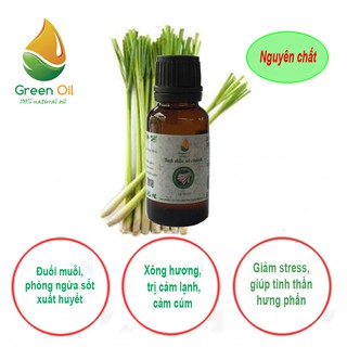 Tinh dầu sả chanh nguyên chất GreenOil - 20ml, xông hương, đuổi muỗi, kiến ba khoang