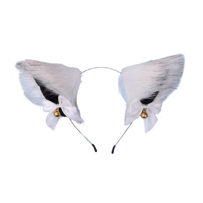 Cài Tóc Hình Tai Sói Có Chuông Và Nơ Bằng Lông Nhung Dễ Thương Xinh Xắn