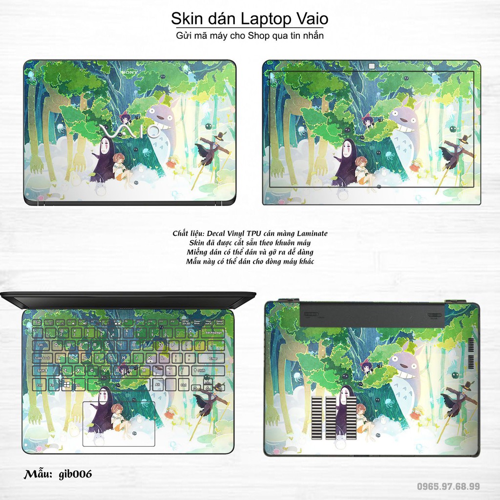 Skin dán Laptop Sony Vaio in hình Ghibli (inbox mã máy cho Shop)