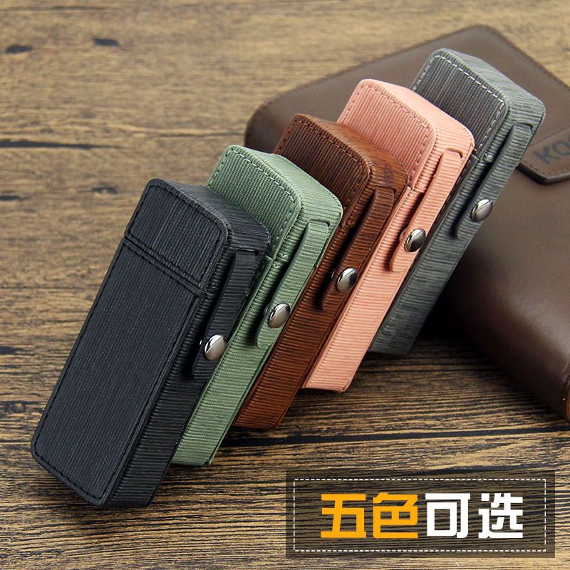 Hộp Đựng Thuốc Lá Nắp Gập 20 Điếu Thuốc Lá Bằng Da PU Mỏng Kẻ Sọc Dọc Cá Tính Hợp Thời Trang Cho Nam