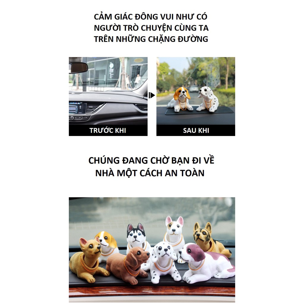 Chó lắc lư để taplo xe hơi, chó gật gù ô tô trang trí taplo ô tô gần gũi dễ thương - 7 mẫu tùy chọn