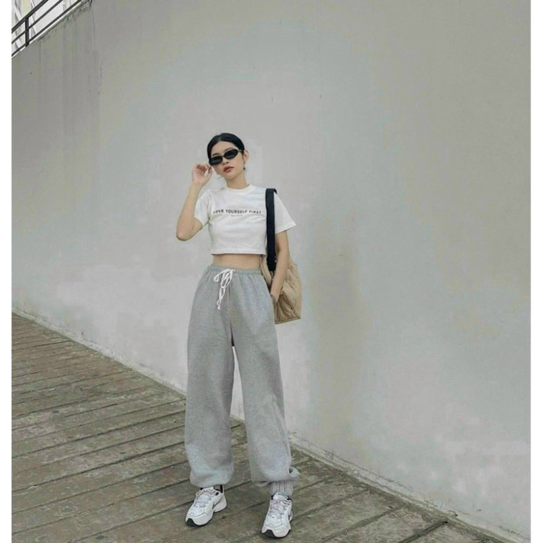 [ Qùa Tặng Dây Buộc Tóc Bạn Nhé] Set áo croptop ngắn phối quần bo gấu QC - Set bộ đồ giành cho nàng thích năng động