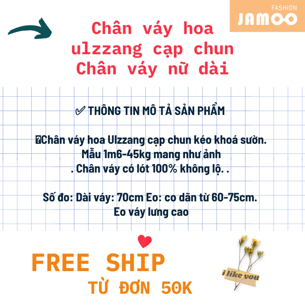 CHÂN VÁY HOA ULZZANG CẠP CHUN_ CHÂN VÁY DÀI JAMOO( Hình thật kèm video)