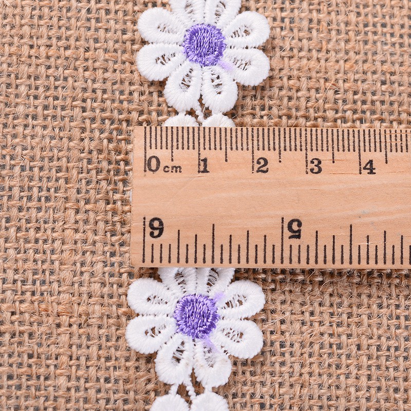 2.5cm dây ren hoa dệt hoa thêu hoa 10 cánh phụ kiện DIY handmade phụ liêu trang phục thời trang may mặc