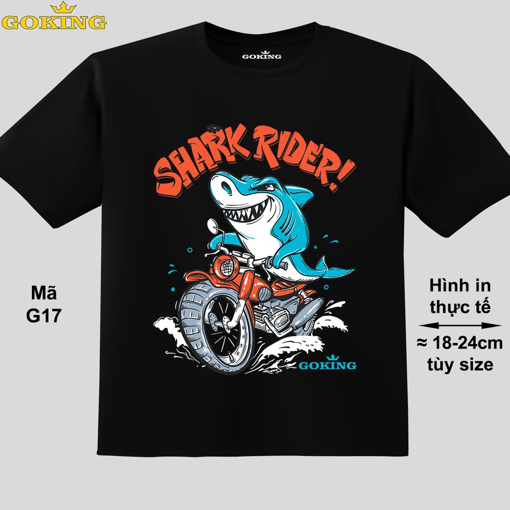 SHARK RIDER, mã G17. Áo thun in Cá Mập siêu đẹp cho bé trai, áo phông trẻ em hàng hiệu