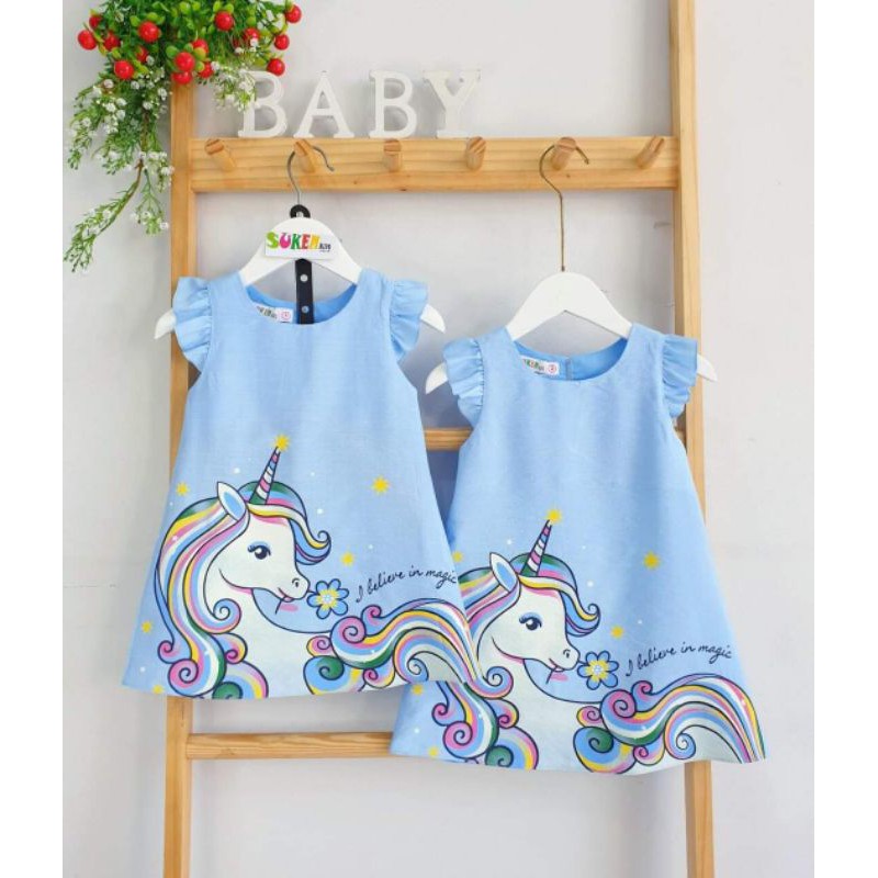 Đầm ngựa pony tay cánh tiên dáng suông thoải mái, mát mẻ