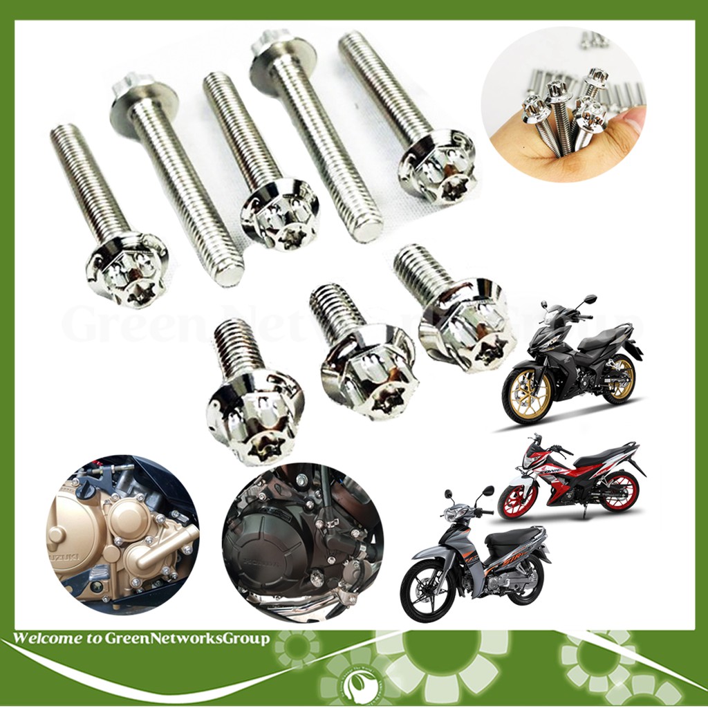 Bộ Ốc Lốc Máy Salaya Inox 304 Dành Cho Nhiều Dòng Xe Máy , Ốc Salaya CNC gắn xe Honda Yamaha Suzuki Greennetwork