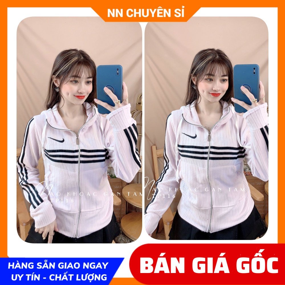 Áo khoác chống nắng nữ có nón chất thun gân mềm, co giãn thêu chữ dễ thương TP116