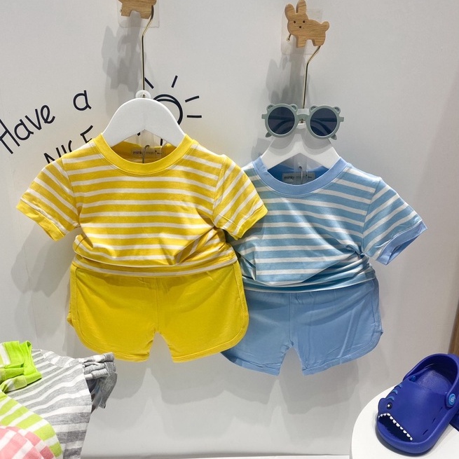 [Bé:8-27kg] Bộ Cộc Tay Minky Mom Vải Thun Lạnh Sọc Cao Cấp Mát Mịn Cho Bé Trai, Bé Gái đủ Size từ 80-150cm-Mã: TN-TR06