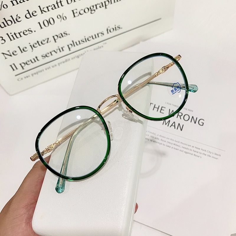 Mắt kính gọng tròn JIUERBA siêu nhẹ chất lượng cao có thể thay thế thời trang cho nam nữ
