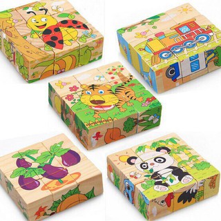 Set 5 bộ tranh ghép gỗ 6 mặt xếp hình 3d cho bé