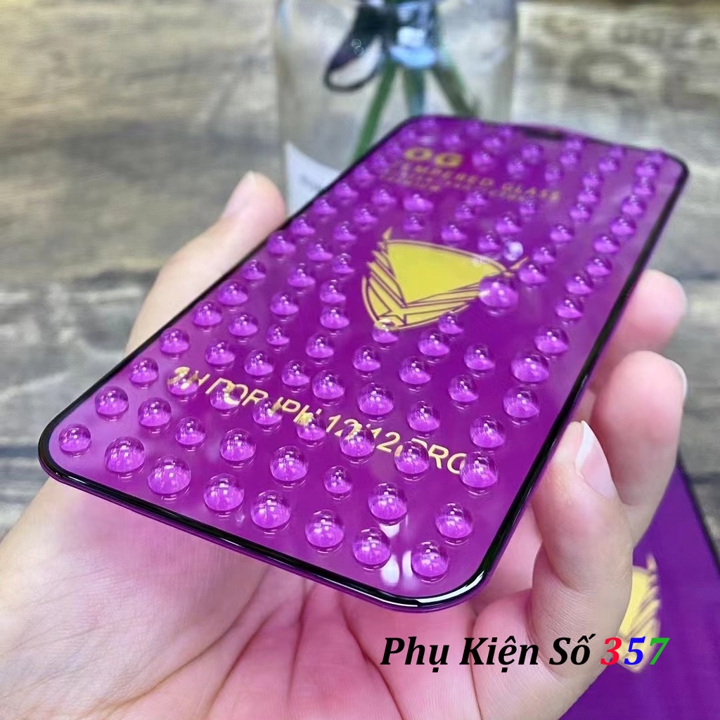 Kính cường lực Iphone OG Tím Xịn Xò, mềm mượt, ít vân tay, đủ mã (Tặng bộ lau)