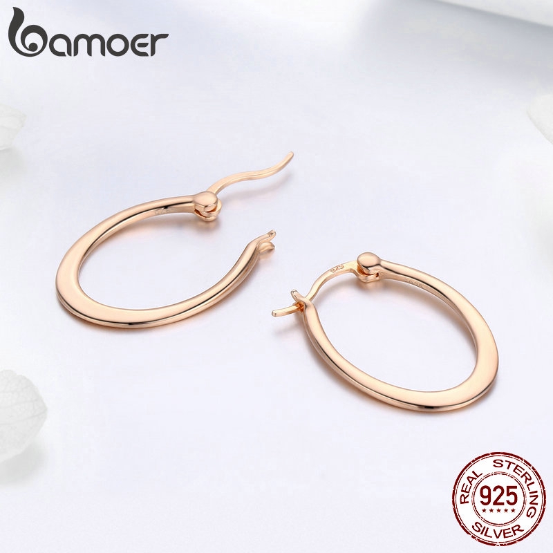 Đôi Khuyên Tai Bamoer Sce478 bạc 925 Dáng Tròn Phong Cách Cổ Điển Cho Phụ Nữ