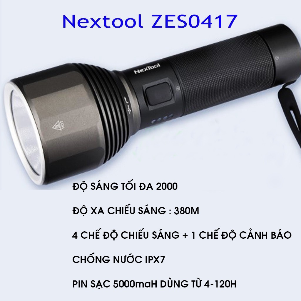 Đèn Pin Siêu sáng  Xiaomi Nextool Flashlight Cầm Tay Model ZES0417 Siêu Sáng Chống Nước Hợp Kim - Bảo hành[CHÍNH HÃNG]