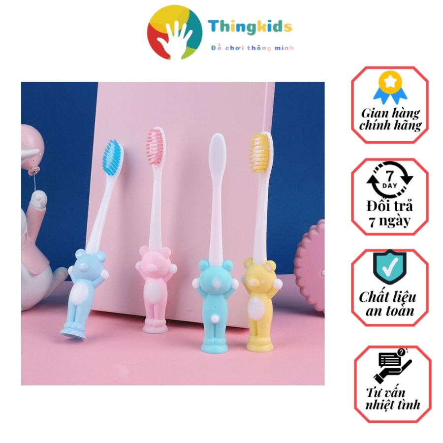 Set 4 Bàn Chải Đánh Răng Hút Stand Hình Thỏ Cho Trẻ Em - Thingkids