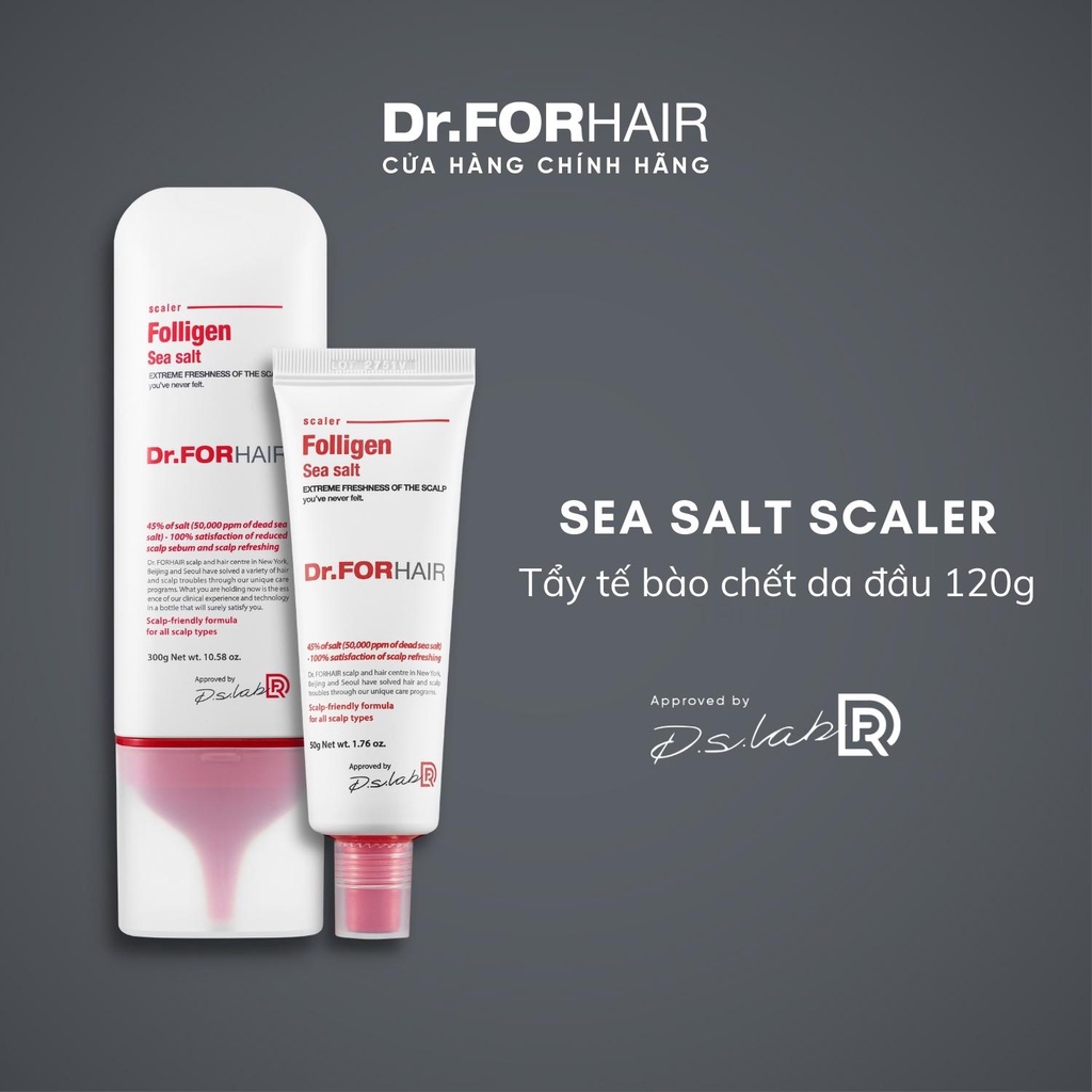 Muối biển tẩy tế bào da chết da đầu, tóc giảm gàu Dr.FORHAIR/Dr For Hair Sea Salt Scaler 50g/120g/300g