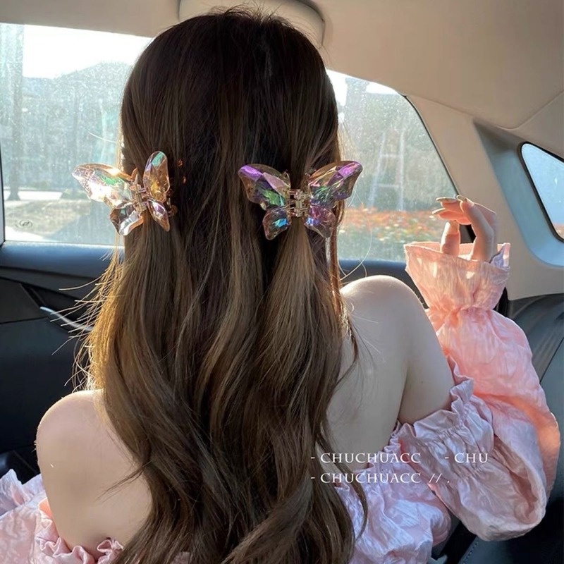Kẹp Tóc Trong Suốt Họa Tiết Bướm Thời Trang Hàn Quốc Cho Nữ